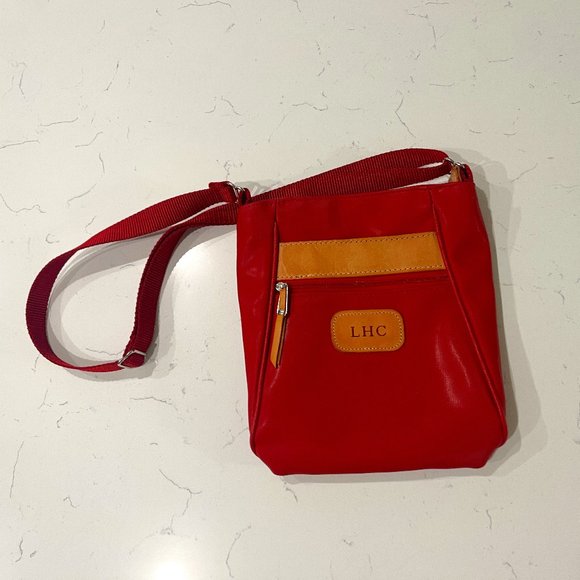 Jon Hart Design Bags Jon Hart Red Nylon Leather Crossbody Bag